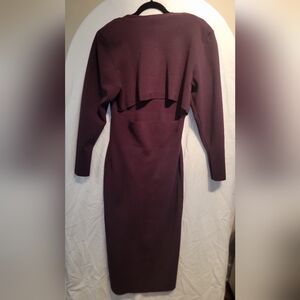 Express Red Sheath Dress with Peplum Ruffles and Dolman Sleeves